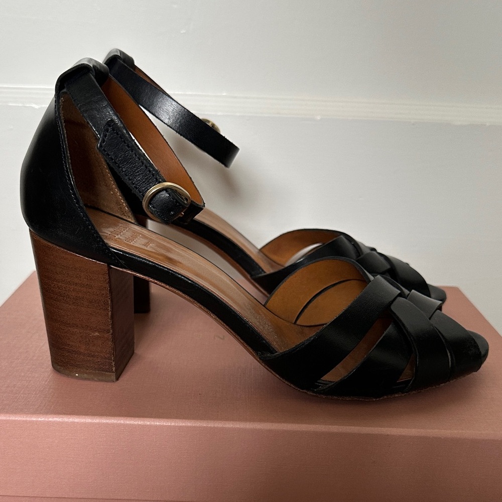 Sezane Marianne Black Sandal Heels Size 38